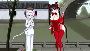 Japanese neko catgirl, the hot babe is having a lot of fun