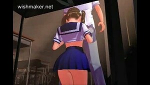 Sexy anime schoolgirl doing blowjob