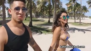 Bikini beach hidden, lovely babes get ready for rough sex