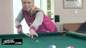 Pool table banging of an amazing blond maid
